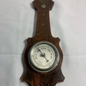 Vintage Wooden Wall Barometer in Brown